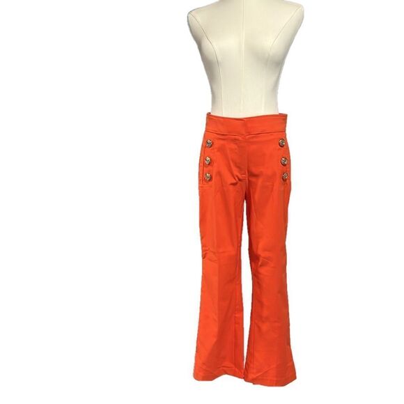 Jules Leopold NWT orange and gold kick flare capri trousers (s/p) - Picture 1 of 11
